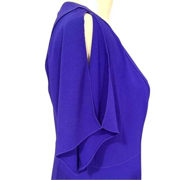 Elie Tahari Lourdes Dress | Size 6 | Blue V-Neck Flutter Sleeve NWT $398 - Picture 5 of 10